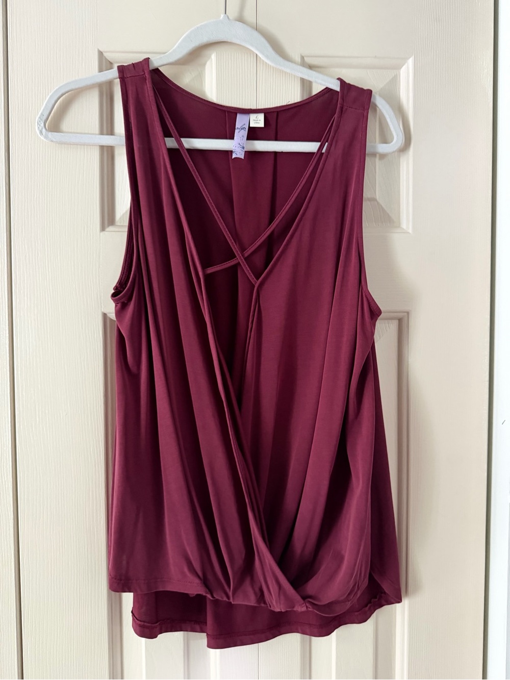 Alya Burgundy Draped V-Neck Sleeveless Tank